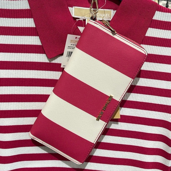 MICHAEL KORS JST 
Leather Continental Wristlet Phone Case Wallet 
El Pink 
NWT - Picture 1 of 16
